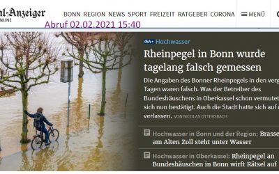 Fal­scher Rhein­pe­gel in Bonn